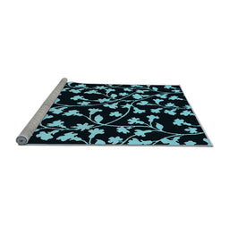 Sideview of Machine Washable Oriental Light Blue Industrial Rug, wshurb451lblu