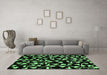 Machine Washable Oriental Emerald Green Industrial Area Rugs in a Living Room,, wshurb451emgrn