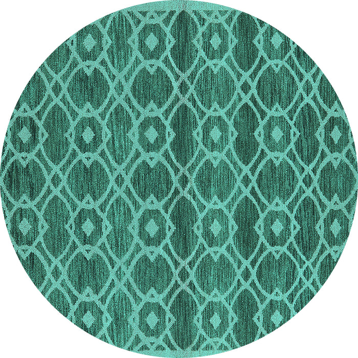 Round Machine Washable Oriental Turquoise Industrial Area Rugs, wshurb452turq