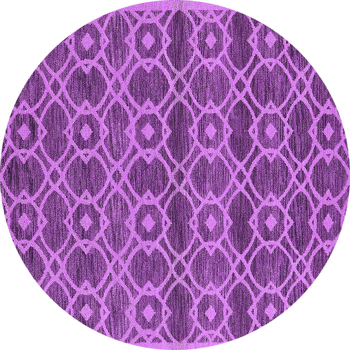 Round Machine Washable Oriental Purple Industrial Area Rugs, wshurb452pur