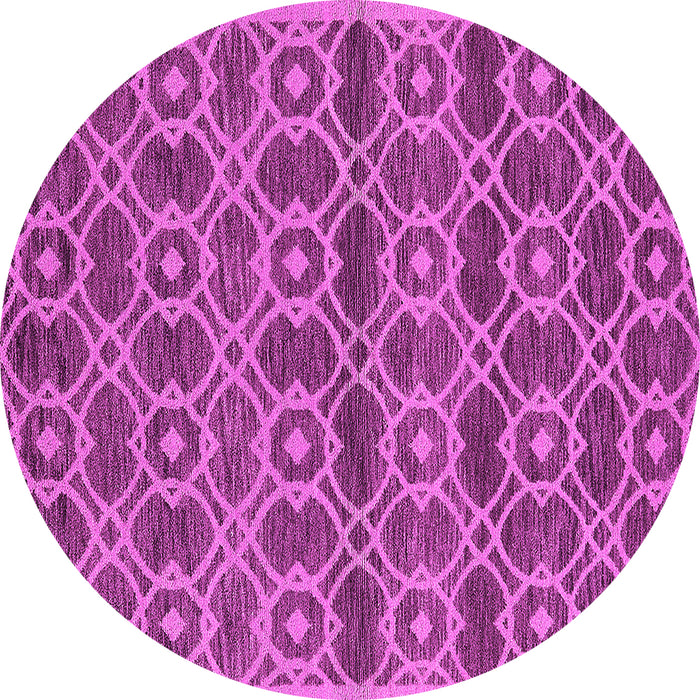 Round Machine Washable Oriental Pink Industrial Rug, wshurb452pnk