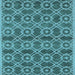 Square Machine Washable Oriental Light Blue Industrial Rug, wshurb452lblu