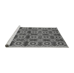 Sideview of Machine Washable Oriental Gray Industrial Rug, wshurb452gry