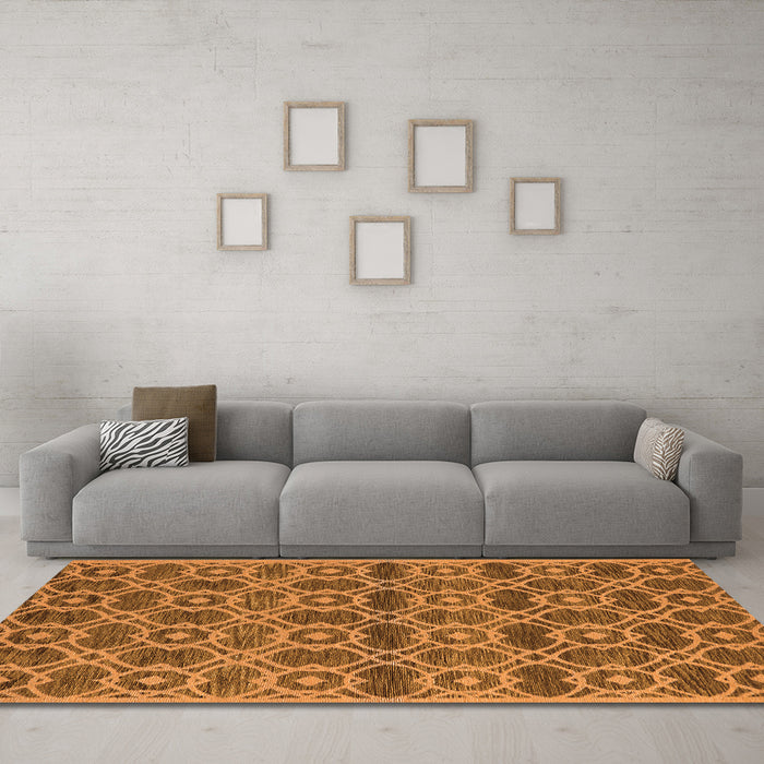 Machine Washable Oriental Orange Industrial Area Rugs in a Living Room, wshurb452org