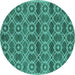 Round Oriental Turquoise Industrial Rug, urb452turq