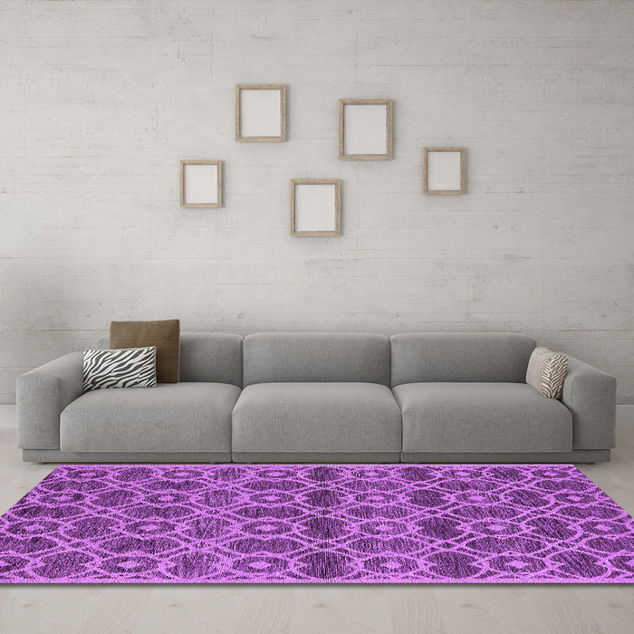 Machine Washable Oriental Purple Industrial Area Rugs in a Living Room, wshurb452pur