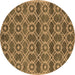 Round Oriental Brown Industrial Rug, urb452brn