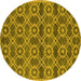 Round Oriental Yellow Industrial Rug, urb452yw