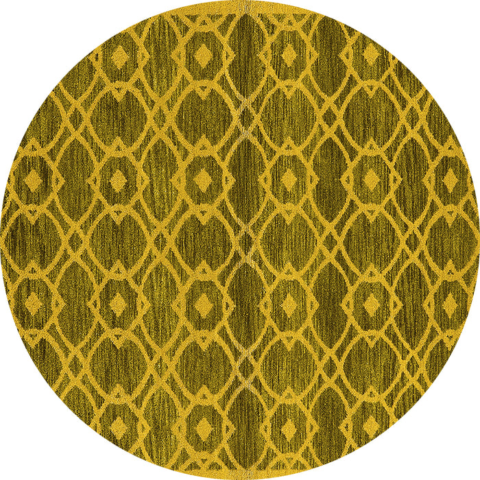 Round Machine Washable Oriental Yellow Industrial Rug, wshurb452yw