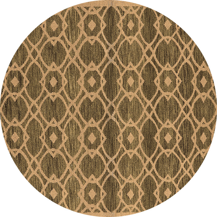 Round Machine Washable Oriental Brown Industrial Rug, wshurb452brn