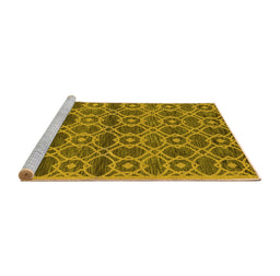 Sideview of Machine Washable Oriental Yellow Industrial Rug, wshurb452yw
