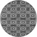 Round Machine Washable Oriental Gray Industrial Rug, wshurb452gry