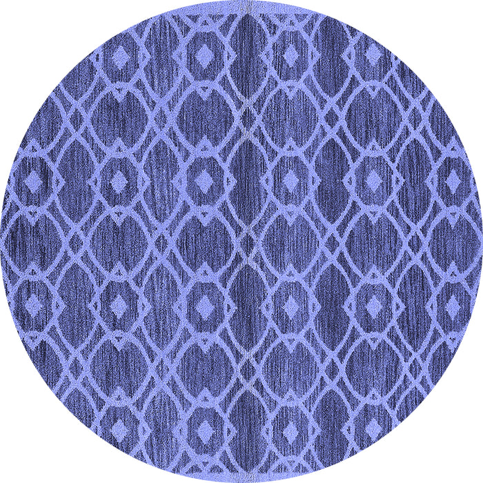 Round Machine Washable Oriental Blue Industrial Rug, wshurb452blu