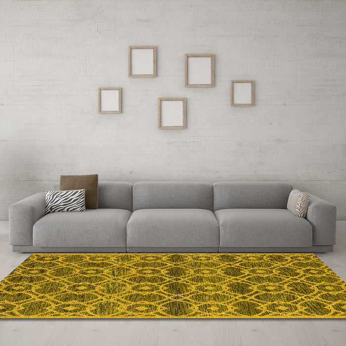 Machine Washable Oriental Yellow Industrial Rug in a Living Room, wshurb452yw