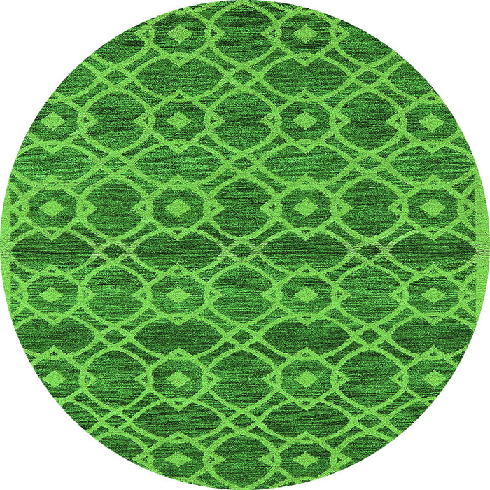 Round Machine Washable Oriental Green Industrial Area Rugs, wshurb452grn