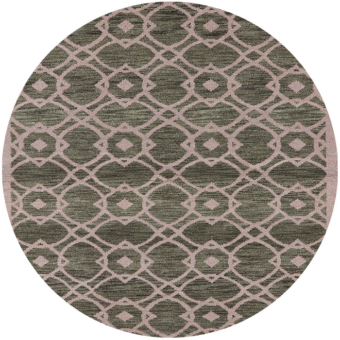 Round Mid-Century Modern Coffee Brown Oriental Rug, urb452