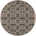 Round Mid-Century Modern Coffee Brown Oriental Rug, urb452