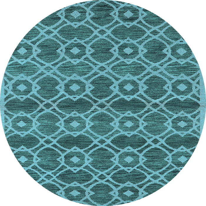 Round Machine Washable Oriental Light Blue Industrial Rug, wshurb452lblu