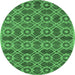 Round Oriental Emerald Green Industrial Rug, urb452emgrn