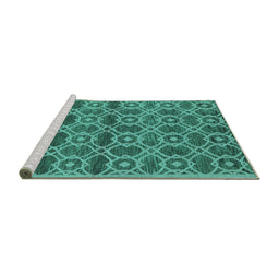 Sideview of Machine Washable Oriental Turquoise Industrial Area Rugs, wshurb452turq