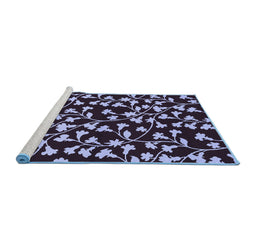 Sideview of Machine Washable Oriental Blue Industrial Rug, wshurb453blu