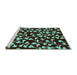 Sideview of Machine Washable Oriental Turquoise Industrial Area Rugs, wshurb453turq