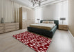 Mid-Century Modern Rose Pink Oriental Rug in a Bedroom, urb453