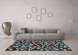 Machine Washable Oriental Light Blue Industrial Rug in a Living Room, wshurb453lblu