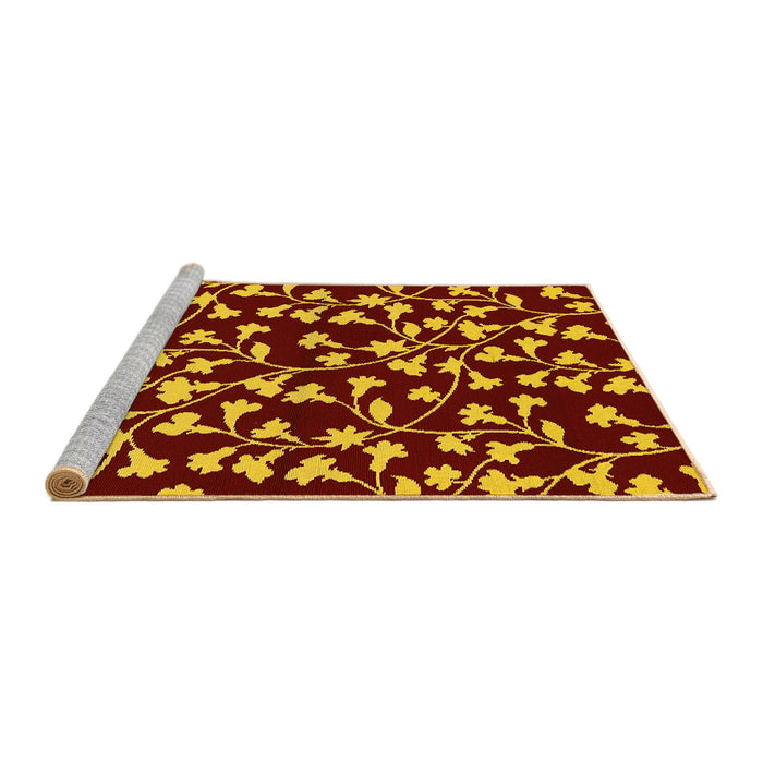 Sideview of Machine Washable Oriental Yellow Industrial Rug, wshurb453yw
