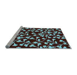 Sideview of Machine Washable Oriental Light Blue Industrial Rug, wshurb453lblu