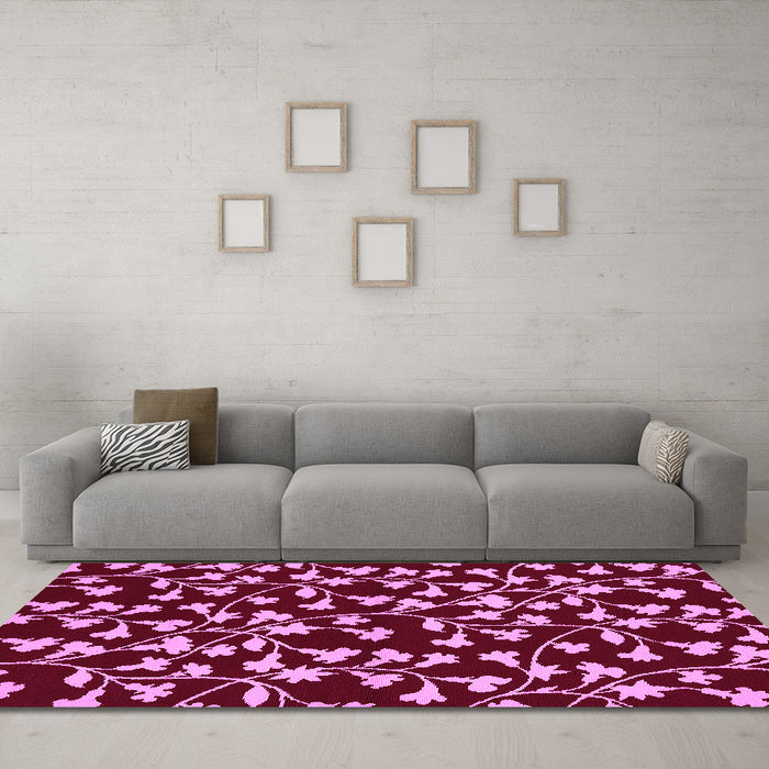 Machine Washable Oriental Pink Industrial Rug in a Living Room, wshurb453pnk