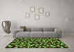 Machine Washable Oriental Green Industrial Area Rugs in a Living Room,, wshurb453grn