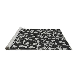 Sideview of Machine Washable Oriental Gray Industrial Rug, wshurb453gry