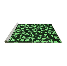 Sideview of Machine Washable Oriental Emerald Green Industrial Area Rugs, wshurb453emgrn