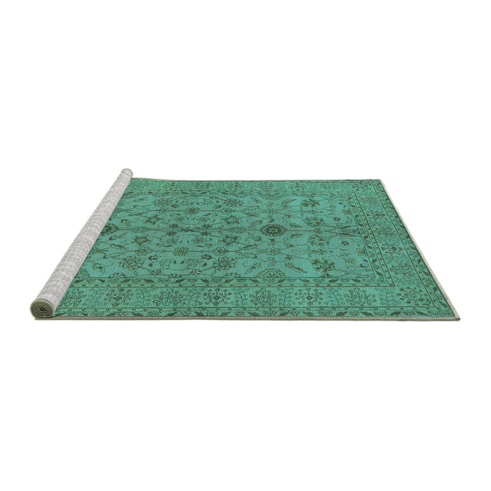 Sideview of Machine Washable Oriental Turquoise Traditional Area Rugs, wshurb454turq
