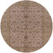 Round Mid-Century Modern Sienna Brown Oriental Rug, urb454
