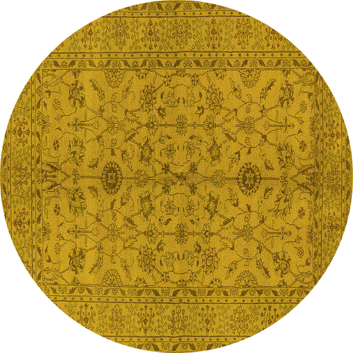 Round Oriental Yellow Traditional Rug, urb454yw
