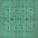 Square Oriental Turquoise Traditional Rug, urb454turq