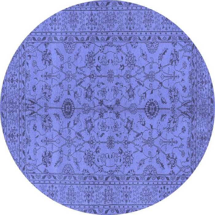 Round Oriental Blue Traditional Rug, urb454blu