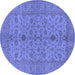 Round Oriental Blue Traditional Rug, urb454blu