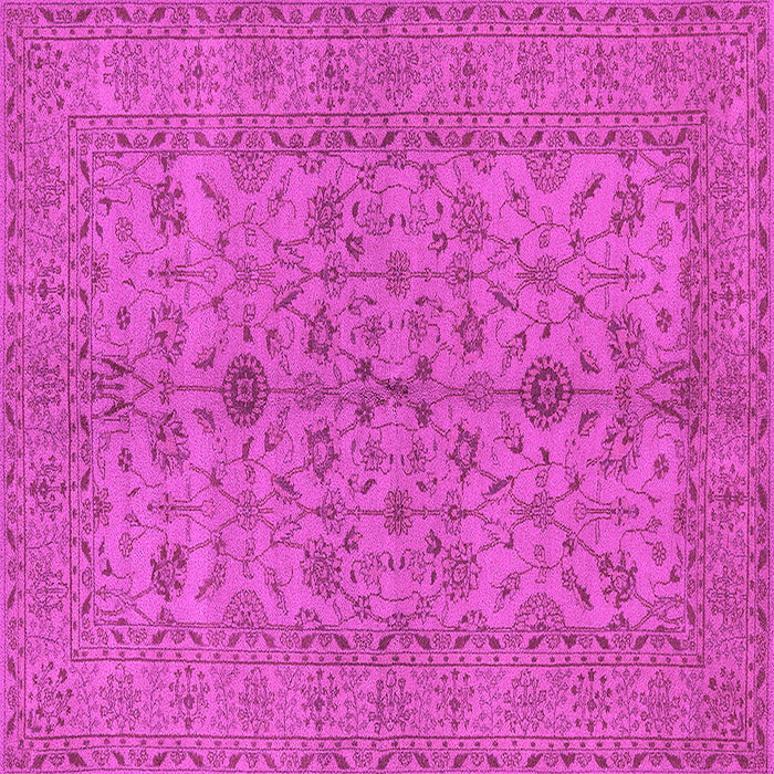 Square Machine Washable Oriental Pink Traditional Rug, wshurb454pnk