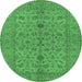 Round Oriental Emerald Green Traditional Rug, urb454emgrn