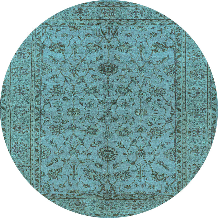 Round Oriental Light Blue Traditional Rug, urb454lblu