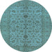 Round Oriental Light Blue Traditional Rug, urb454lblu