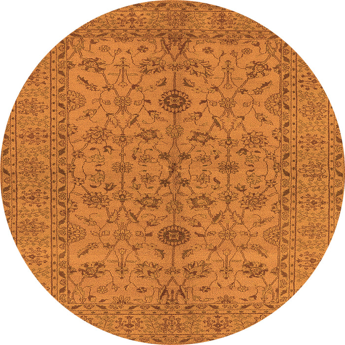Round Oriental Orange Traditional Rug, urb454org