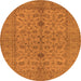 Round Oriental Orange Traditional Rug, urb454org