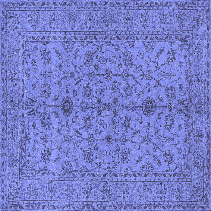 Square Machine Washable Oriental Blue Traditional Rug, wshurb454blu