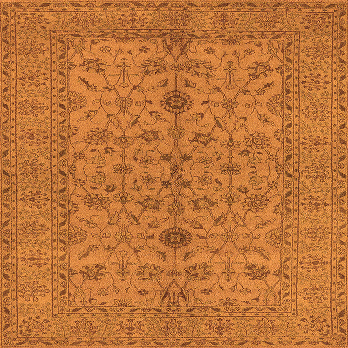 Square Machine Washable Oriental Orange Traditional Area Rugs, wshurb454org