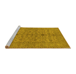 Sideview of Machine Washable Oriental Yellow Traditional Rug, wshurb454yw