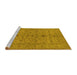 Sideview of Machine Washable Oriental Yellow Traditional Rug, wshurb454yw